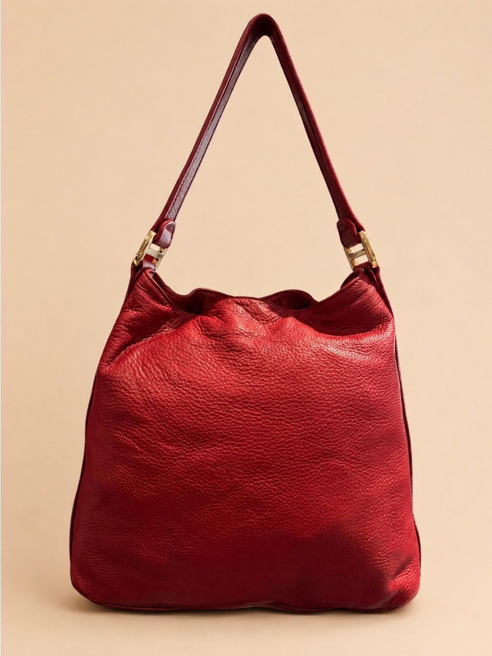 Michael Kors Red Leather Hobo with Gold Logo Accent - Picture 7 of 7